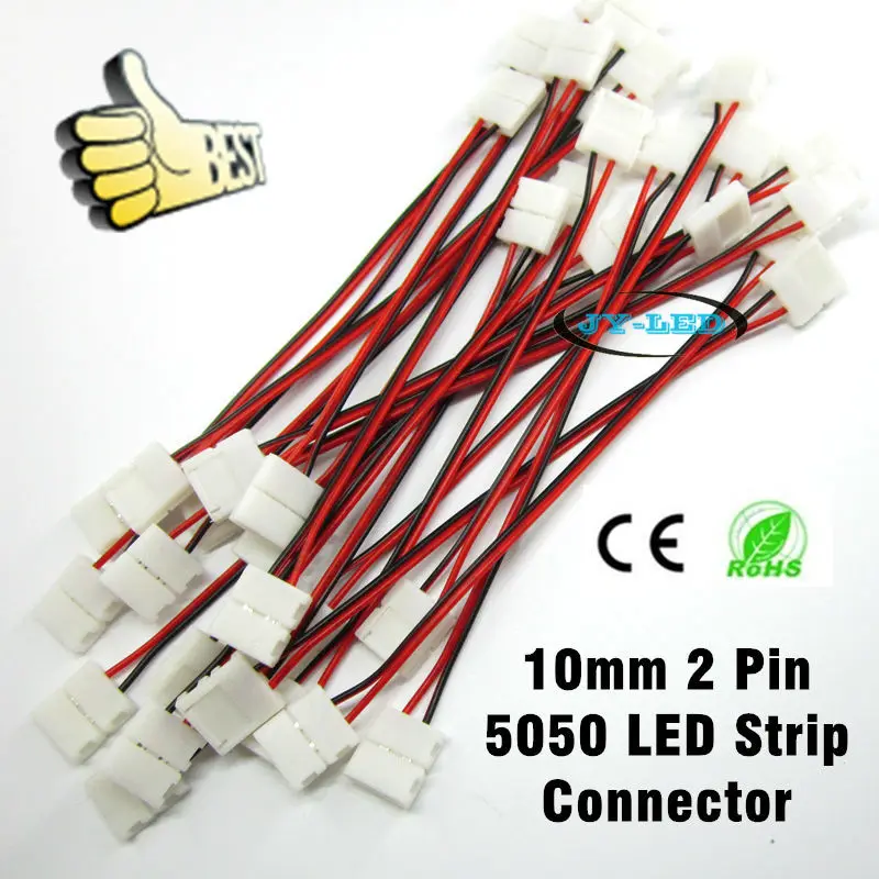 

50pcs SMD 5050 LED strip single color LED pcb connector, 10mm 2 Pin 2 Ends LED strip connector, free shipping