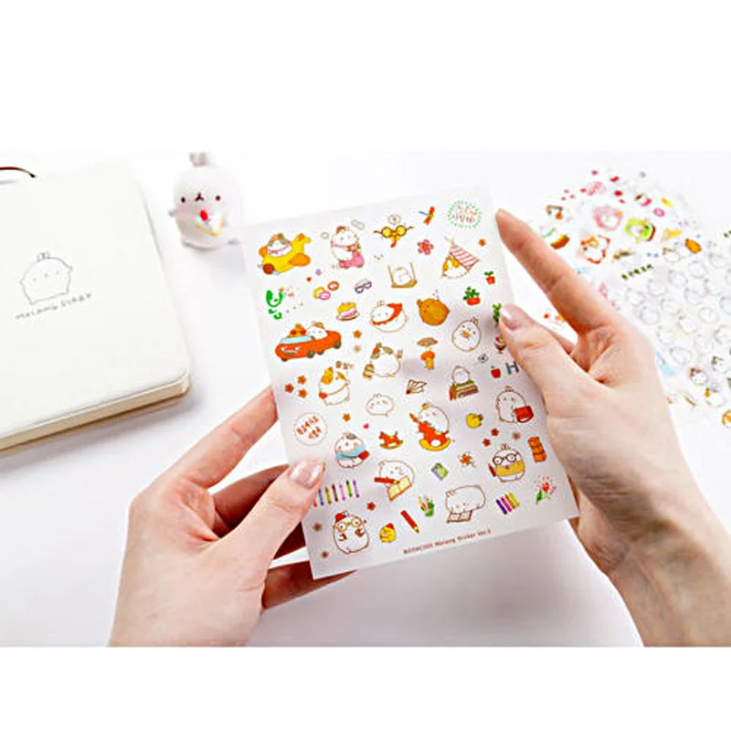 6 Sheets/set  Cute Molang Rabbit DIY Decorative Scrapbooking Stickers Kids Gift New