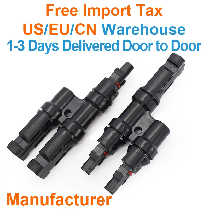 

10 Pairs TUV IP67 Solar PV MC4 Branch Connectors T Branch 2 to 1 Connector Male Female Adapter For Solar Connector TF0162