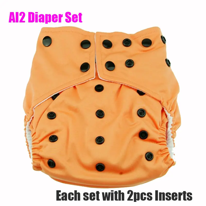 Bright Solid Color Baby Leak Proof AI2 Cloth Diapers One Size