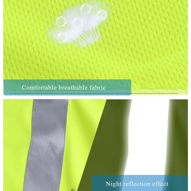 Hi Vis Мужская рубашка Ночная рабочая одежда спецодежда быстросохнущая дышащая рубашка футболка для бега Светоотражающая жилет для безопасности на дорогах