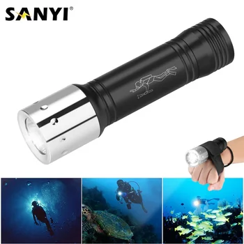 

Sanyi Diving Flashlight Torch XML T6 LED Dive Flashlights 200M Underwater Waterproof Light Tactical Flashlight 18650 Lanterna