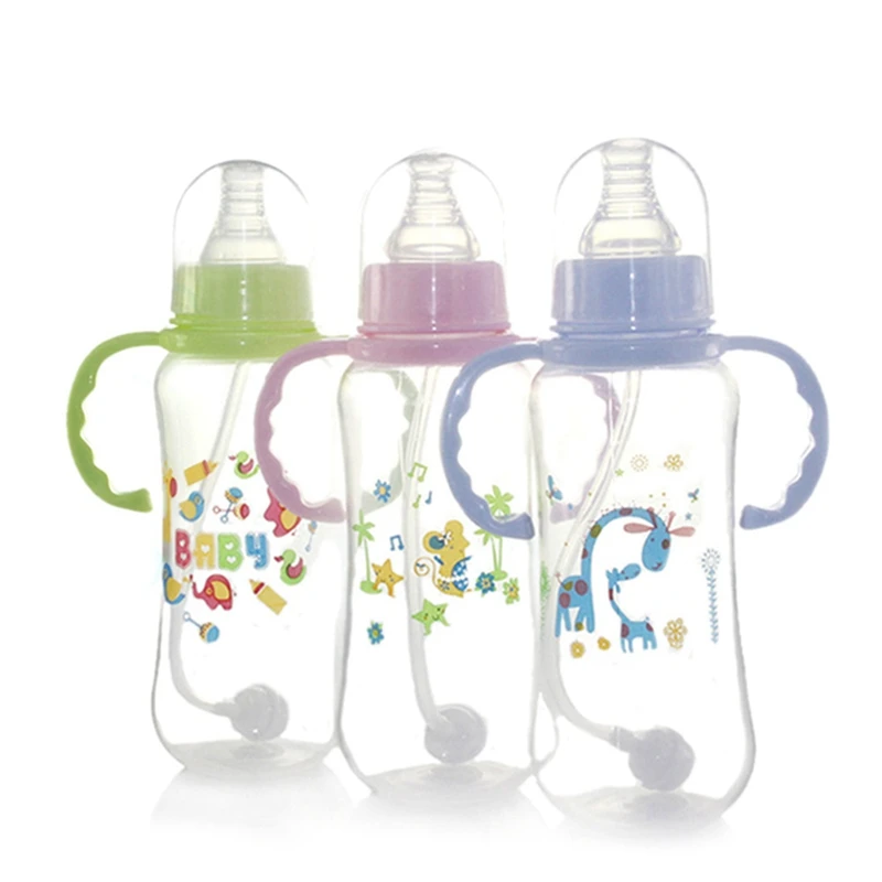 

2019 New Fashion Baby Feeding Bottle Sippy Cup Baby Nursing Milk Water Bottle Double Handle Nipple Pacifier Drink Color random