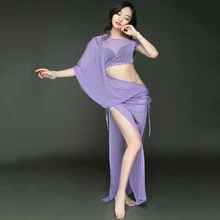 Костюм для танца живота yar с короткими рукавами одежда для танца живота длинное платье женские танцевальные костюмы