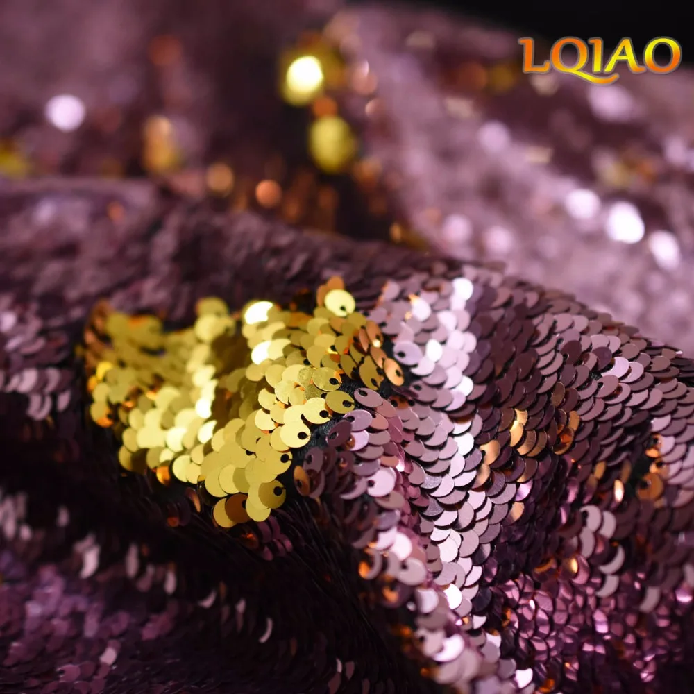 Pink Gold Sequin Fabric Reversible-002