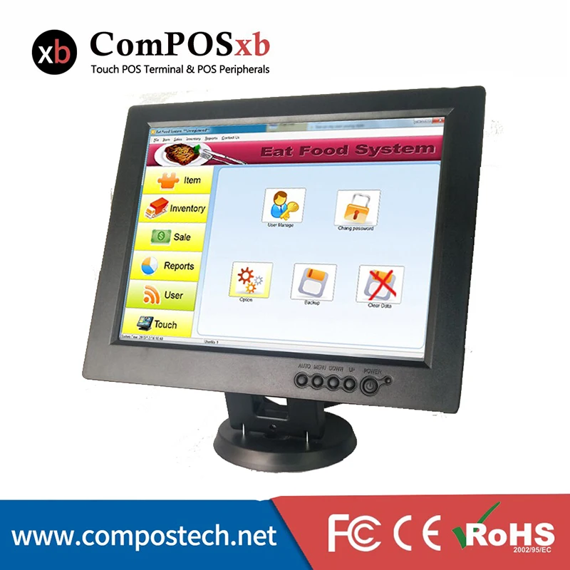 

Made-in-China 12 inch LED 4 wire restitive screen computer monitor pos terminal without touch