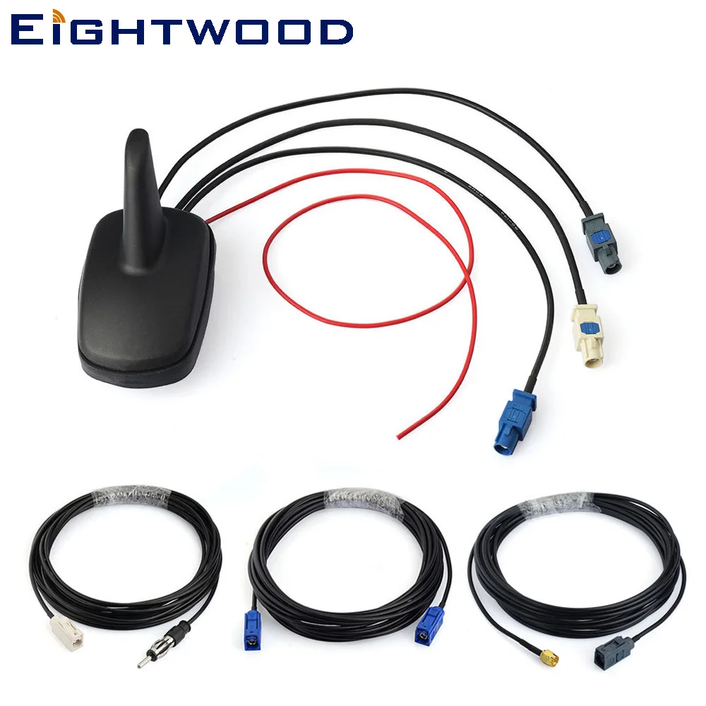 Eightwood Car Digital Radio DAB+FM+GPS Amplified Aerial Roof Mount Shark Fin Antenna Aerial And Replacement Fakra SMA Cable kit Eightwood Car Digital Radio DAB+FM+GPS Amplified Aerial Roof Mount Shark Fin Antenna Aerial And Replacement Fakra SMA Cable kit