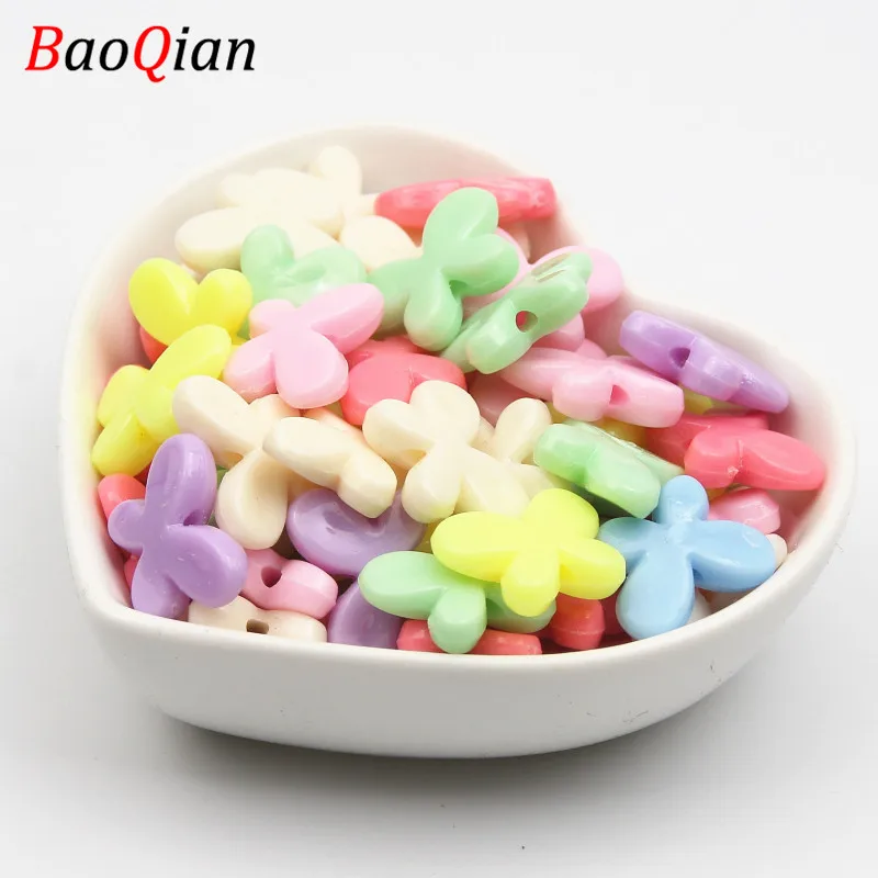 

DIY 50Pcs/Lot 13x18mm Butterfly Plastic Beads Candy Color Acrylic Beads Jewelry making Children Necklace Jewelry