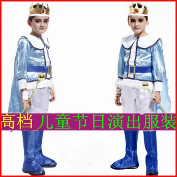 Free Shipping blue king Costumes For Kids gentleman king Suits boy