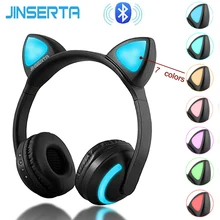 JINSERTA беспроводные Bluetooth кошачьи наушники семь видов светодиодный светильник мигающий Светящийся Косплей Необычные кошачьи наушники подарки