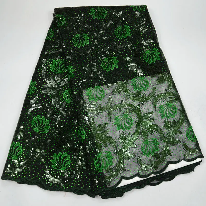 

French Net Lace Fabric 2018 Latest african net lace fabric with sequins stones mesh tulle fabric High quality