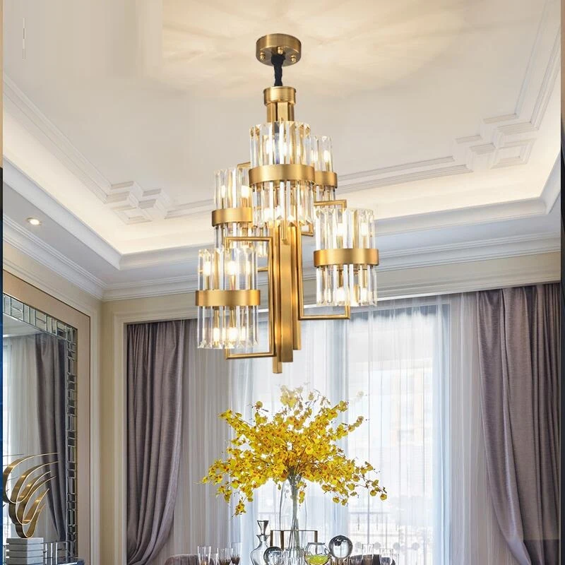 Современный золотой светильник, роскошная хрустальная люстра, индивидуальная вилла, дуплексный строительный декоративный светильник ing