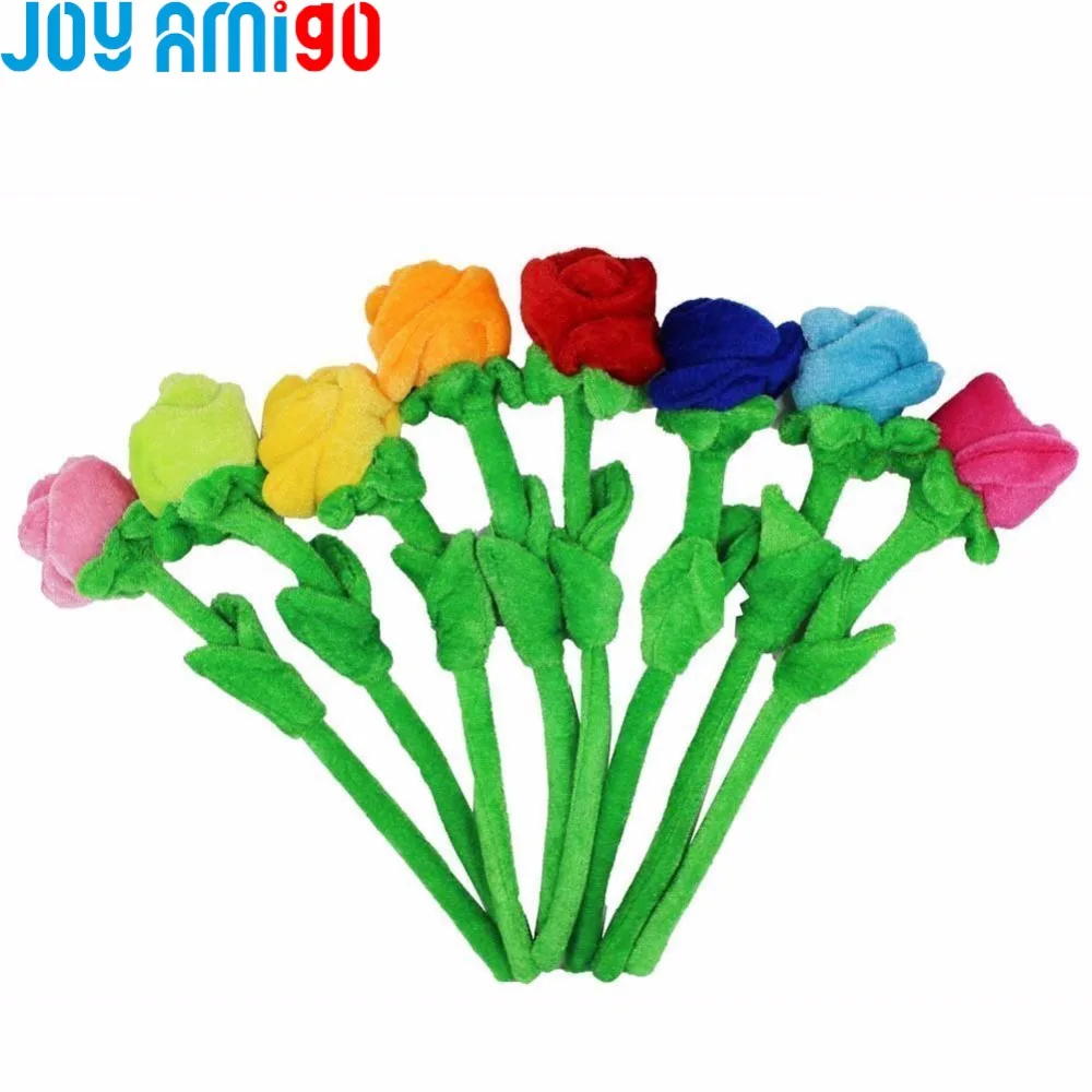 

8PCS/ Soft Bendable Stems Plush Roses Flowers - Artificial Floral Home Decoration Faux Fake Fabric Deractive Rose Flowers 30cm