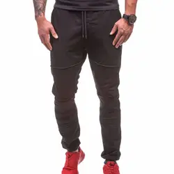 Бренд мужской новая мода 2018 тонкий сплошной цвет рваные для мужчин повседневные штаны для мужчин человек мотобрюки дизайнер
