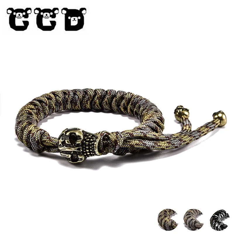 Goede CCD Koper schedel parachute touw levensreddende armband persoonlijkheid trend spoken mannen survival armband mode sieraden Unieke gift