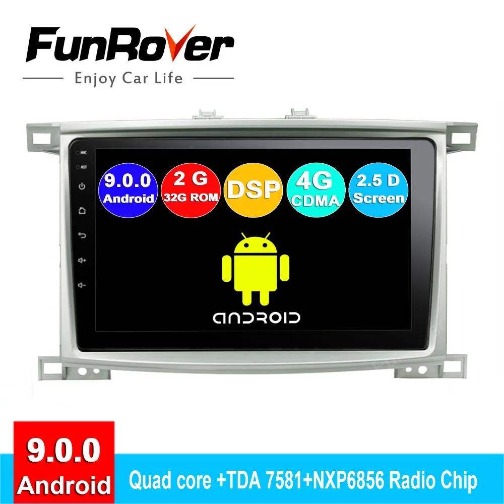 

Funrover 2 din Android 9.0 car radio For Toyota Land cruiser 100 LC 100 Lexus LX4 dvd gps navigation system autoradio 2.5 D DSP