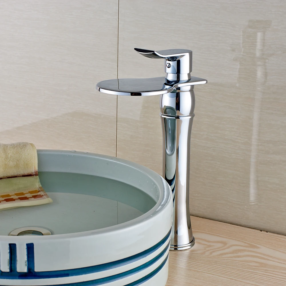 Deck Mounted Bathroom Sink Faucet Single Handle Mixer Tap Countertop