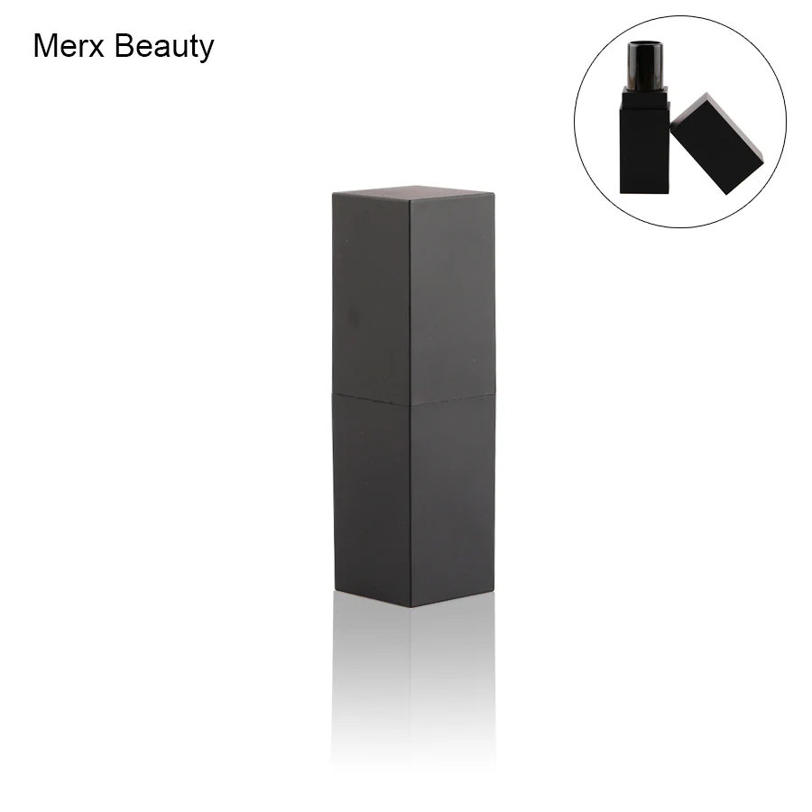 

5/50PCS 3-4ML Matte Black Plastic Lip Balm Tube, Empty Square Lipstick Case, DIY Cosmetic Container, 12.1MM Cup Size,Merx Beauty