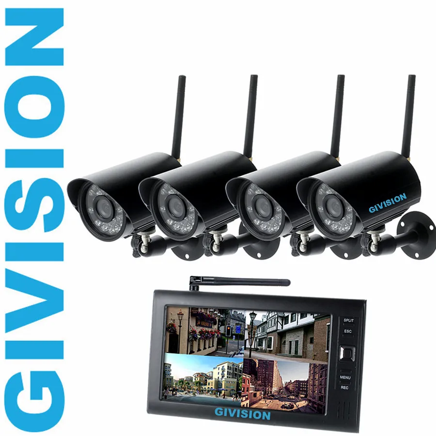 7" digital 2.4ghz cctv wireless security camera monitor system outdoor IR SD Card video camera