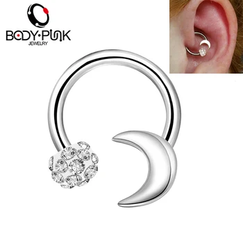 

Body Punk 1pc 16G Cartilage Earrings Surgical Steel Horseshoe Circular Barbell CZ Daith Rook Helix Septum Lip Circular Ear Rings