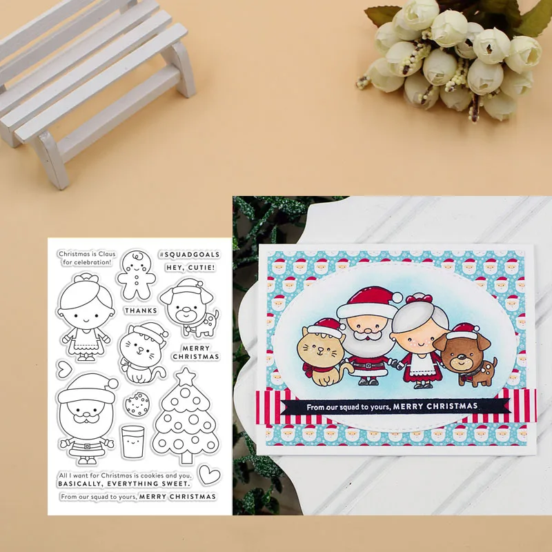 

Santa Claus Clear Stamp and Metal Cutting Dies Seal for DIY Die Scrapbooking photo album Card Making Decoration Supplies