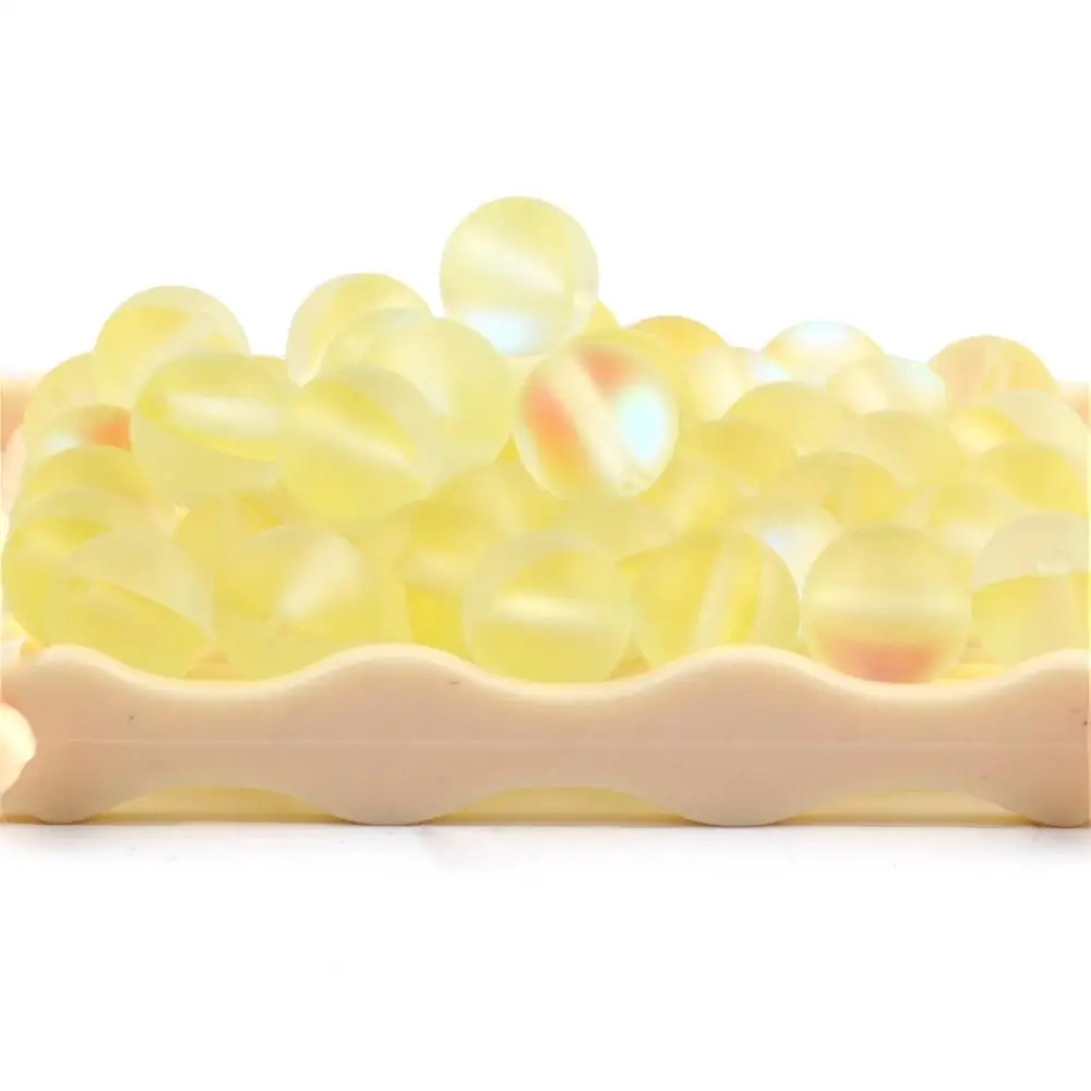 Matte Light Yellow Ассорти натуральный Австрийский Кристалл Лунный Камень Круглые бусины для изготовления ювелирных изделий 6 мм-12 мм блестящие шарики аксессуары - Цвет: Matte Light Yellow