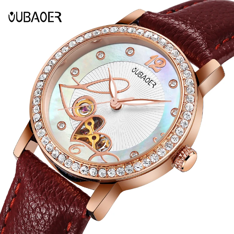 Oubaoer Original Brand Women Mechanical Watch Automatic Selfwinding