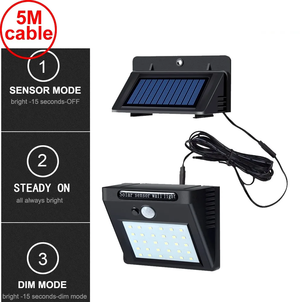 

30 leds solar light split mounting pIR motion sensor led indoor outdoor lamp waterproof ip65 for street garden patio home camps