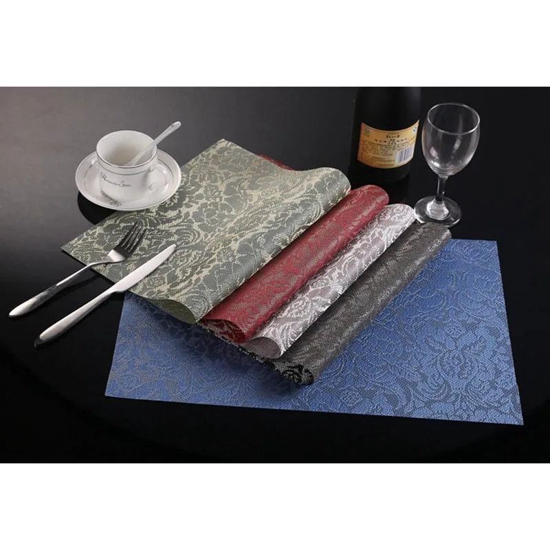 high quality pvc square dining table placemats gold heat insulation