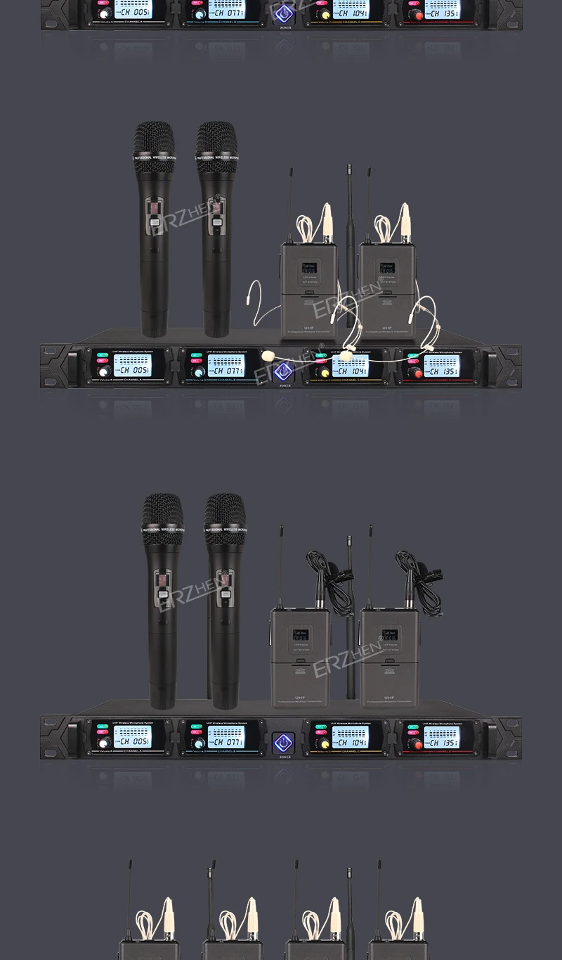 Microfone sem fio portátil uhf, sistema de