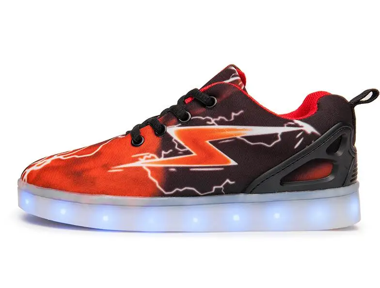 Детская обувь с подсветкой Lightning Повседневное дети света обувь для мальчиков и девочек USB Перезаряжаемые свет ботинка дети тапки Размеры 25- 44 - Цвет: lightning red II