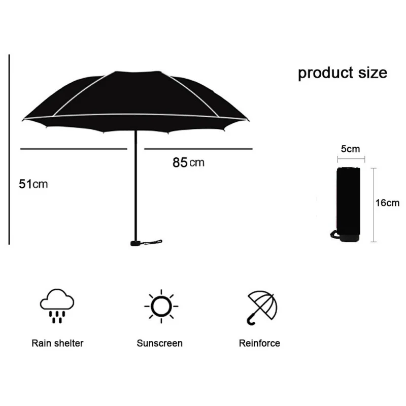 Модный маленький складной зонт от дождя для женщин и мужчин, подарок, мини-зонт с карманом для девочек, анти-УФ, водонепроницаемый, для путешествий, для ноутбука, мини-зонт