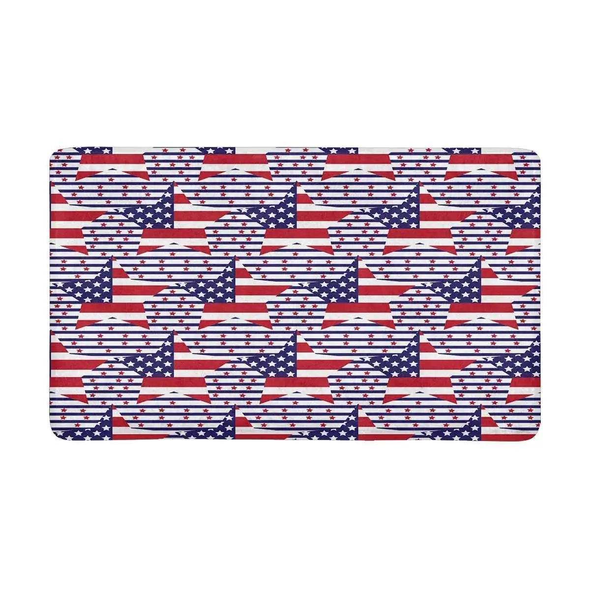 United States Flag in Star Anti Slip Door Mat Home Decor Indoor Entrance Doormat Rubber Backing