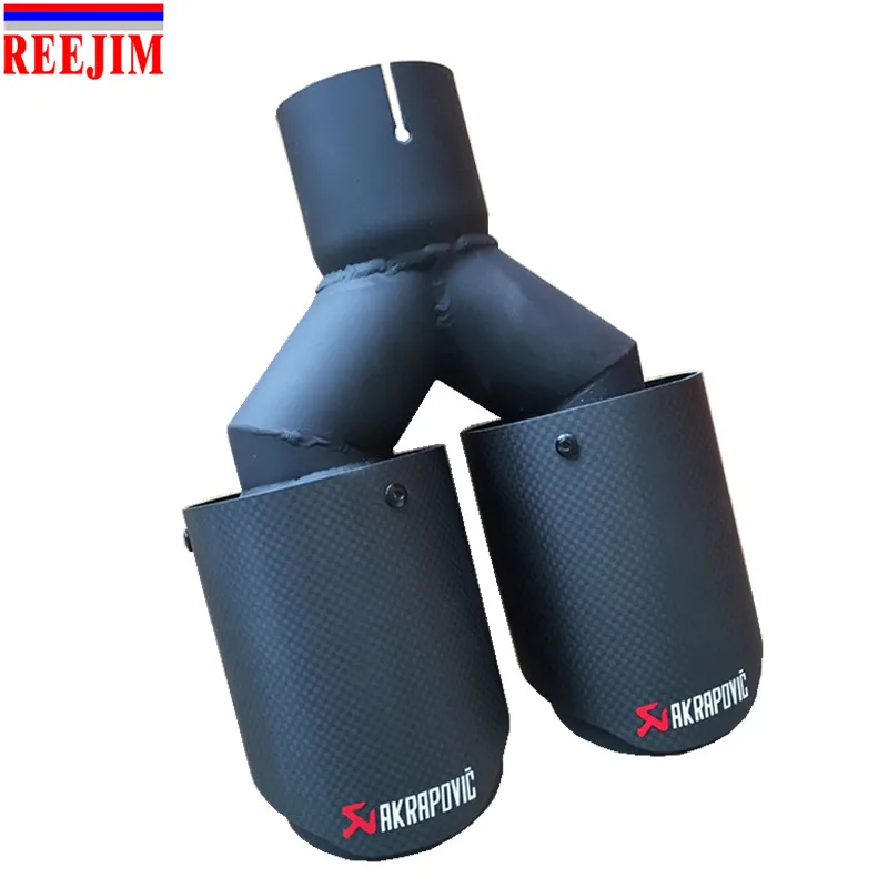 

1PCS Dual AKRAPOVIC carbon fiber Stainless Steel exhaust tip exhaust pipe muffler Matt Black Exhaust Tip Black brushed