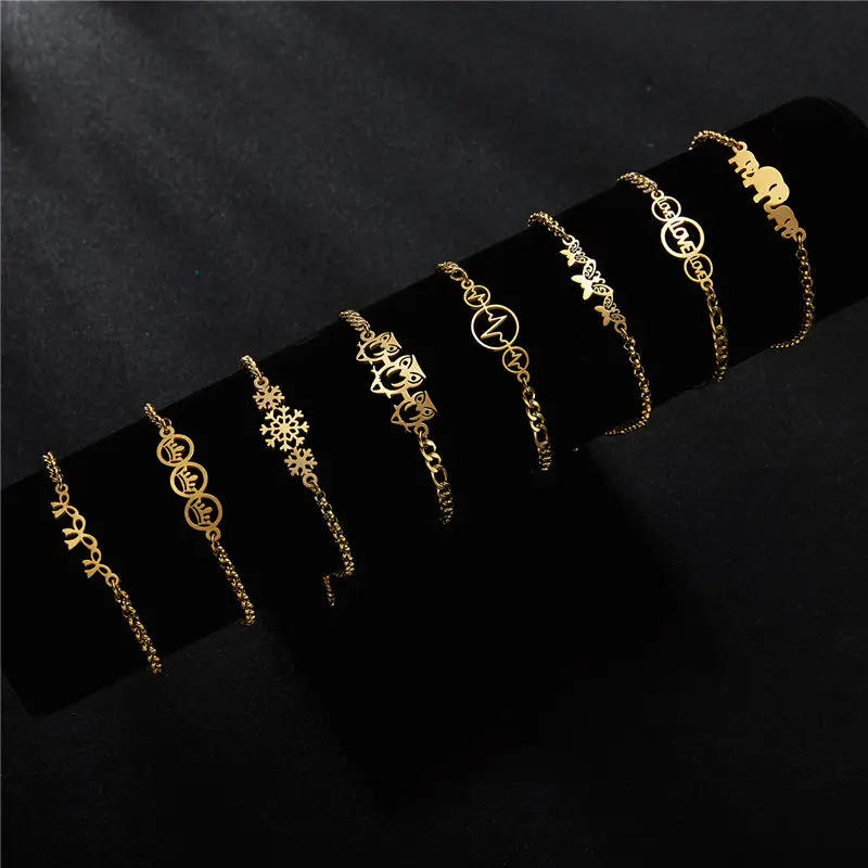 

New Stainless Steel Animal Owl Elephant Bracelets Snowflake Women Charm Adjustable Bracelets Bangle Valentine's Day Gift