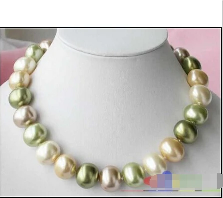 

p1498 HUGE 17" 20MM multicolor RICE SOUTH SEA SHELL PEARL NECKLACE @^Noble style Natural Fine jewe FREE SHIPPING ##a #a