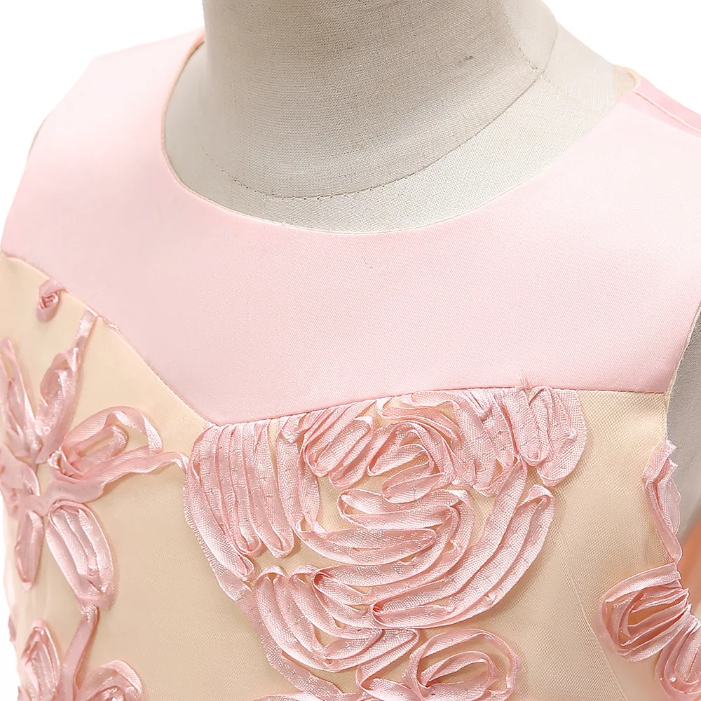 Одежда с длинным рукавом 2019 для девочек в цветочек платья для свадьбы бальное платье Тюль Шнуровка с бантиком Детские платье для первого