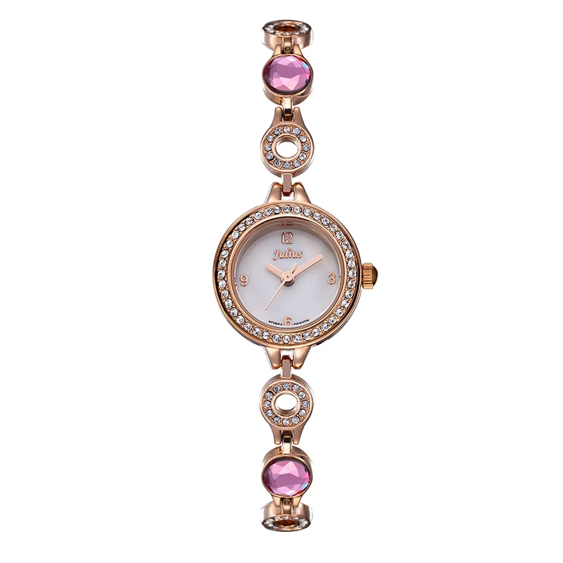 

Julius Women's Watch Japan Quartz Hours Clock Fashion Dress Retro Chain Bracelet Crystal Rhinestone Shell Girl Gift Box 768
