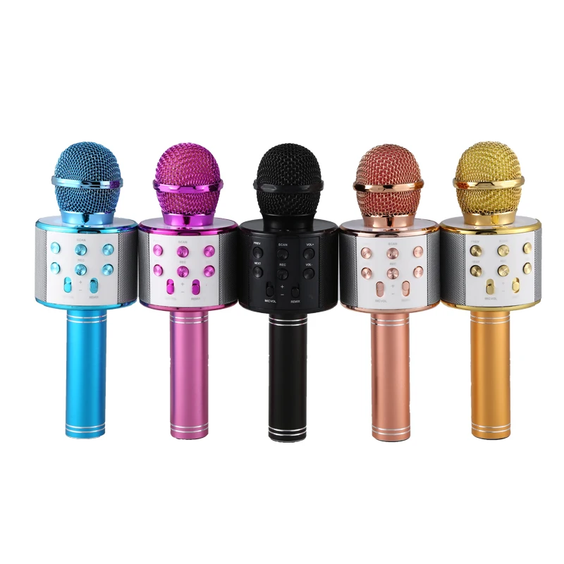 

Bluetooth Wireless Microphone WS-858 Handheld Karaoke Mic USB KTV Player Bluetooth Speaker Record Music Microphones WS858