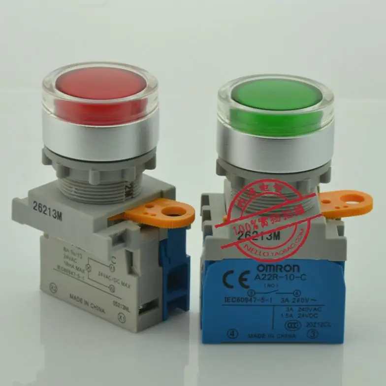 

[ SANY ] 22mm flat head illuminated buttons A22RL-F *-24A-10A self-locking 24V 1NO--10PCS/LOT
