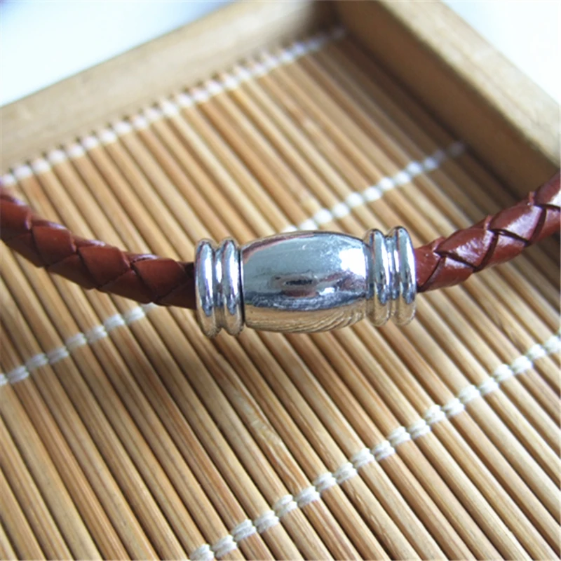 10 Sets Antique Silver Clasp Fit 4mm Round Leather For