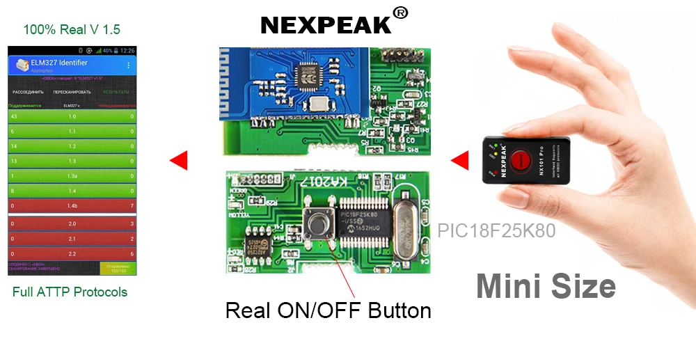 10 шт. ELM327 V1.5 Bluetooth с чипом PIC18F25K80 для Android OBD 2 Автомобильный диагностический инструмент ELM327 Bluetooth v1.5 OBD2 сканер инструмент