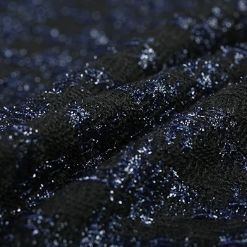 

143CM Wide 480G/M Weight Noble Black Blue Knitted Tweed Wool Acrylic Polyester Fabric for Autumn and Spring Coat Jacket DE945