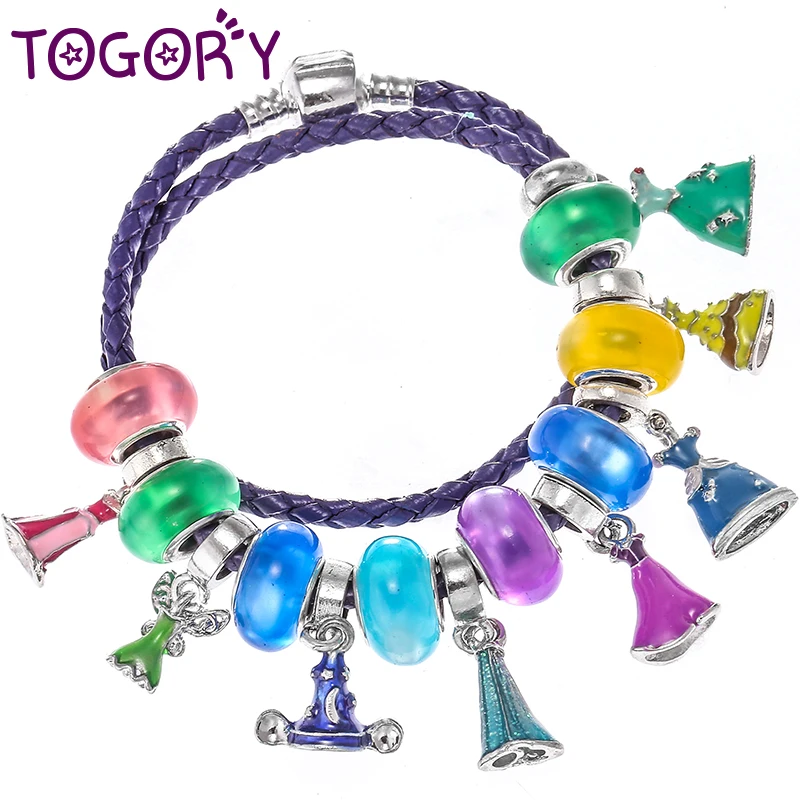 

TOGORY High Quality Cartoon Charm Bracelets for Women Kids Colorful Marano Glass Beads Fit Brand Bracelet DIY Fashion Jewelry
