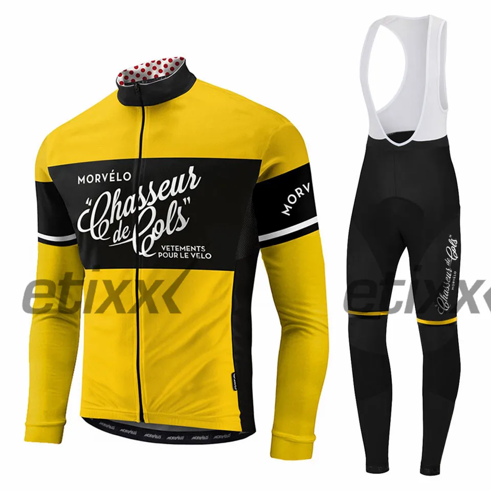 Spring autumn team Morvelo long sleeve cycling jersey set Ropa Ciclismo breathable racing bike clothing MTB Bike 9D gel pad - Цвет: 5