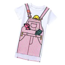 Модное повседневное летнее платье-футболка для девочек милые детские платья с героями мультфильмов для девочек, детская подростковая одежда для студентов