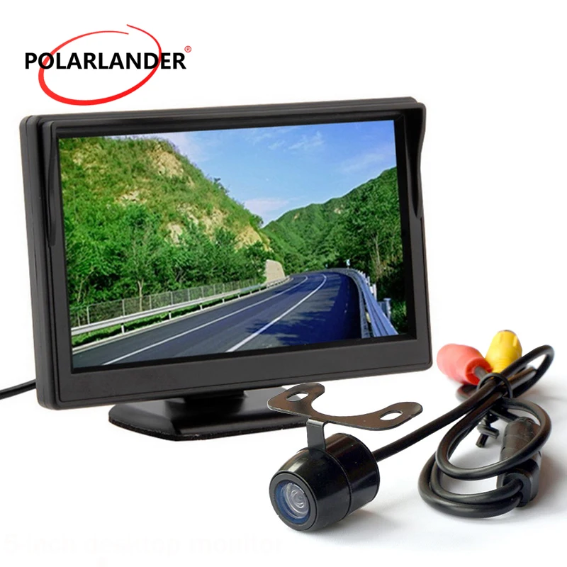 

Parking Monitor Reversing Camera Bus/Car 18.5mm LED HD Desktop 5 Inch TFT Screen With Lamp 12-24V Plug-In Rear Cam Night Vision