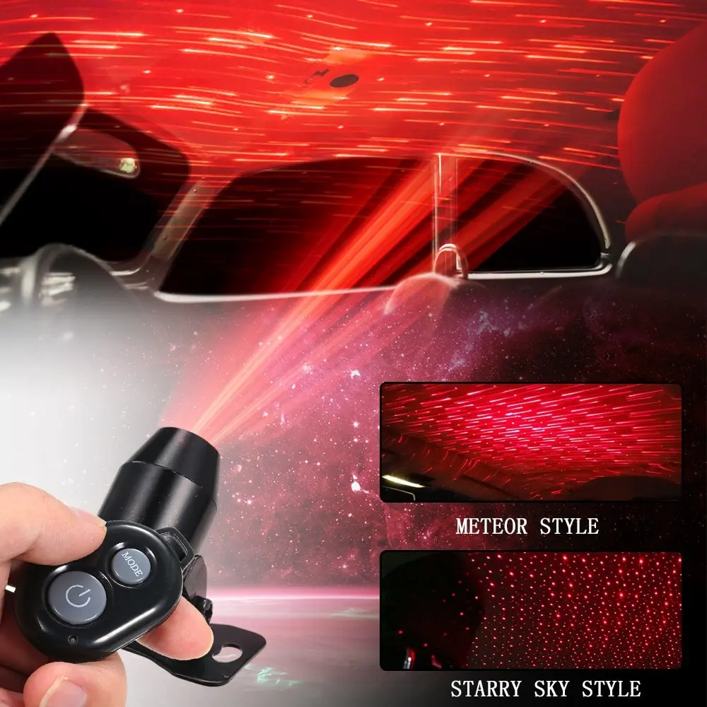 Universal USB Plug Mini LED Car Roof Star Night Lights Projector Light Interior Atmosphere Lamp For Toyota/ /Ford/Audi/BMW | Автомобили и