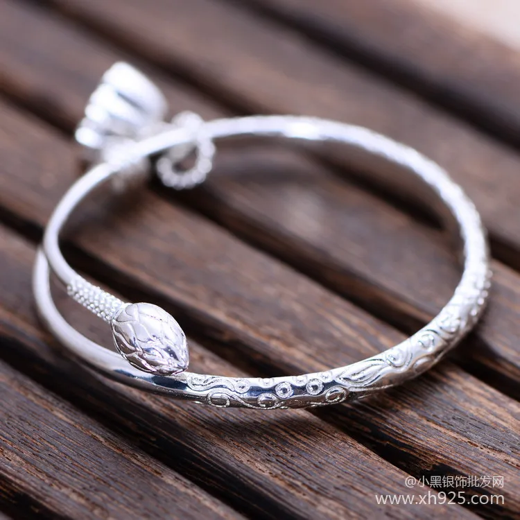 Ювелирные изделия из стерлингового серебра 925 пробы маленький Лотос цветок женские модели браслетов