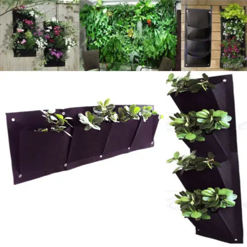 

Home Decor 4 Pocket Planting Bag Wall Vertical Greening Hanging Garden Outdoor